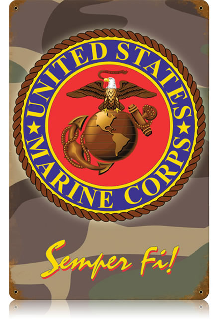 "USMC - Semper Fi" Vintage Metal Sign